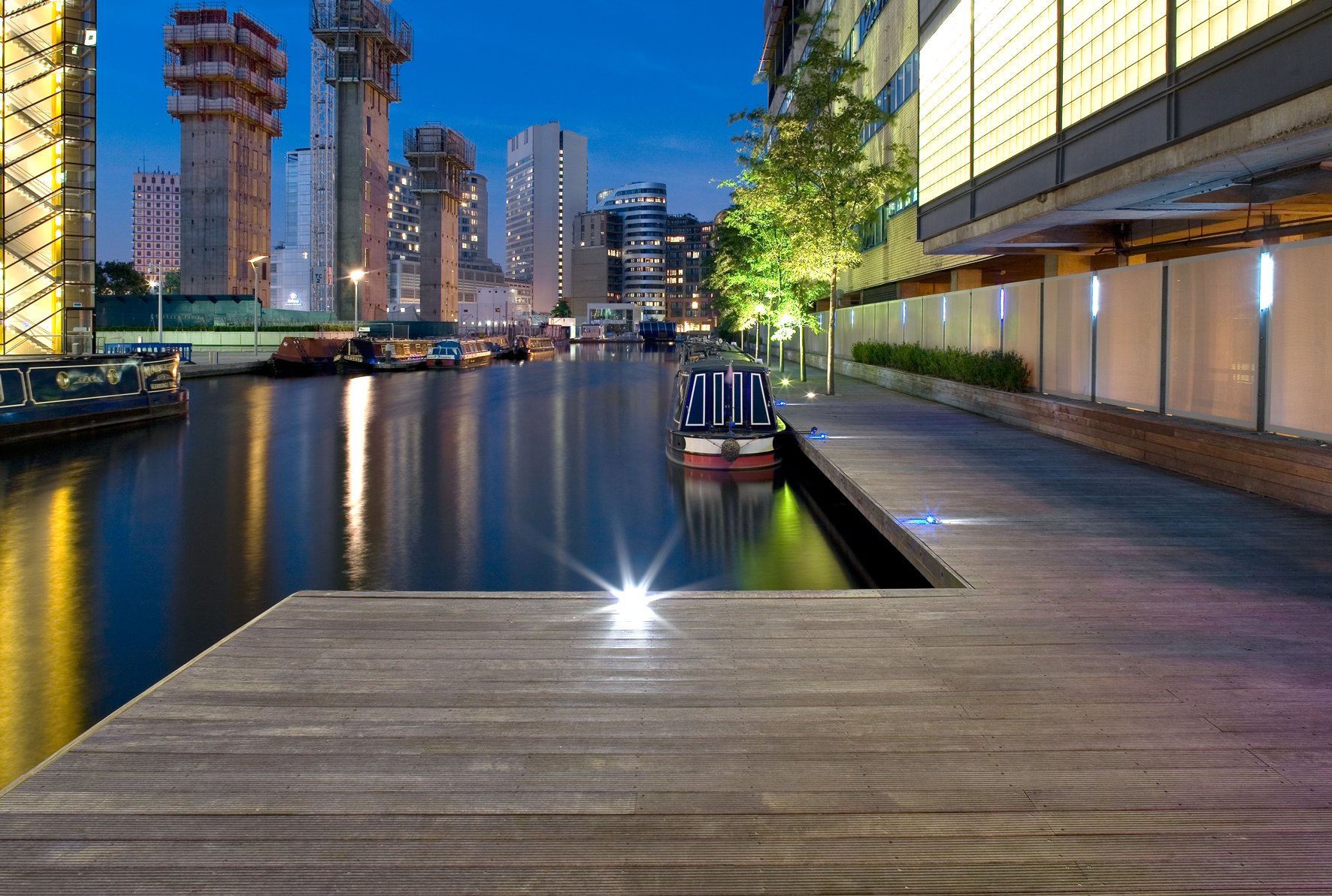 Paddington Basin; Deck at Night